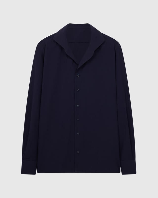 Made-to-Measure Navy Seersucker Shirt - April.25.F3