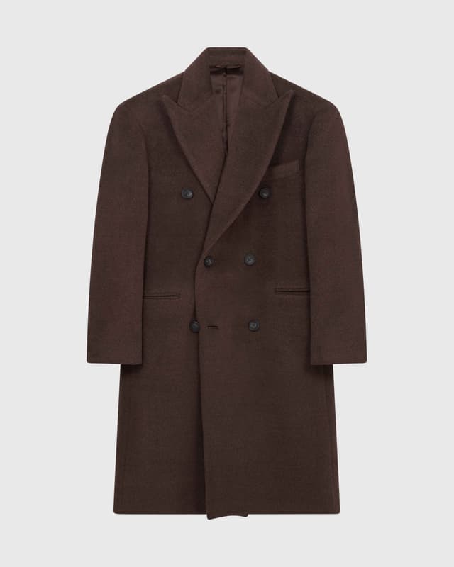 Made-to-Measure Brown Wool & Cashmere Double-Breasted Overcoat by Tollengo - September.25.26 