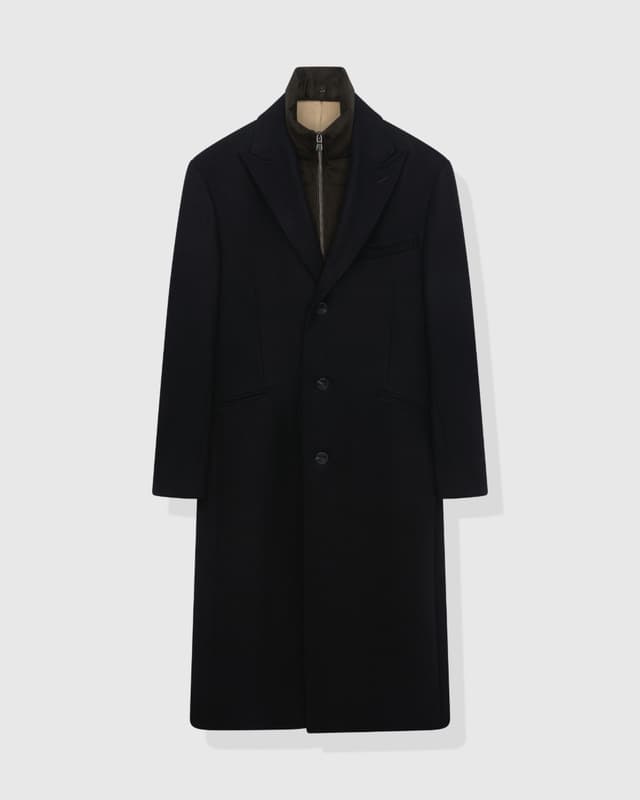 Made-to-Measure French Navy Twill Overcoat by Abraham Moon